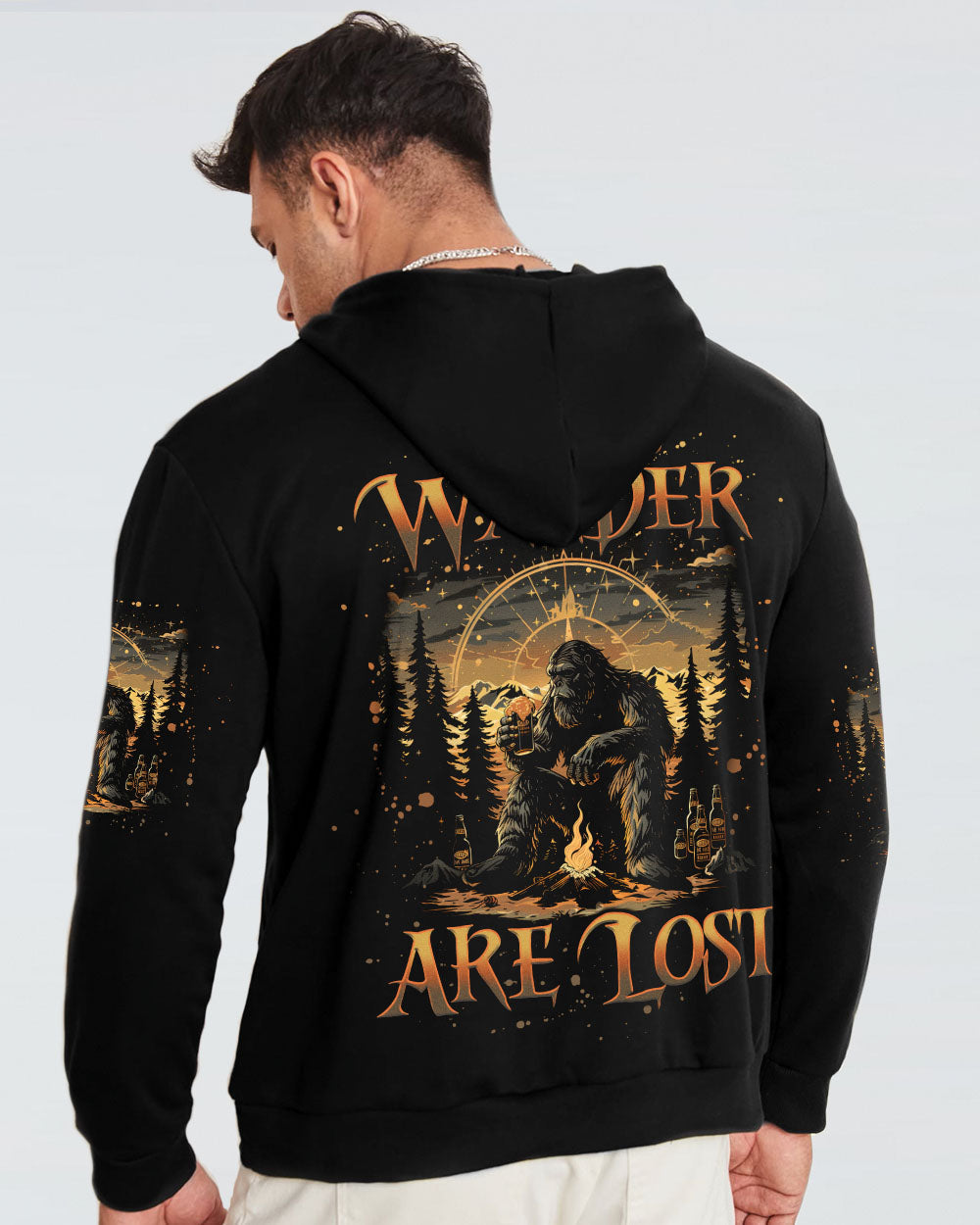 BLISSCORNERS NOT ALL WHO WANDER ARE LOST BIGFOOT COMPASS ALL OVER PRINT