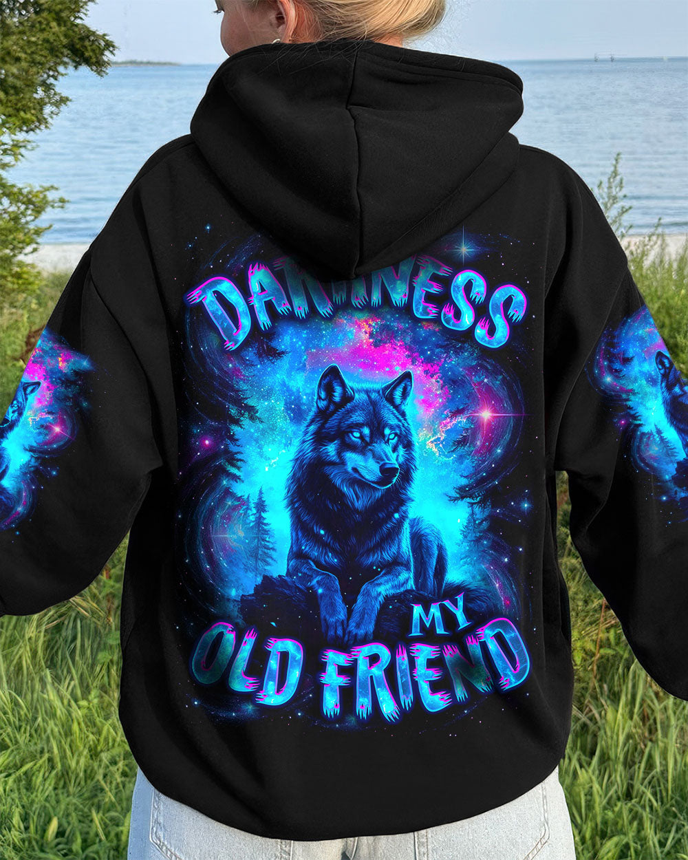BLISSCORNERS HELLO DARKNESS MY OLD FRIEND WOLF ALL OVER PRINT