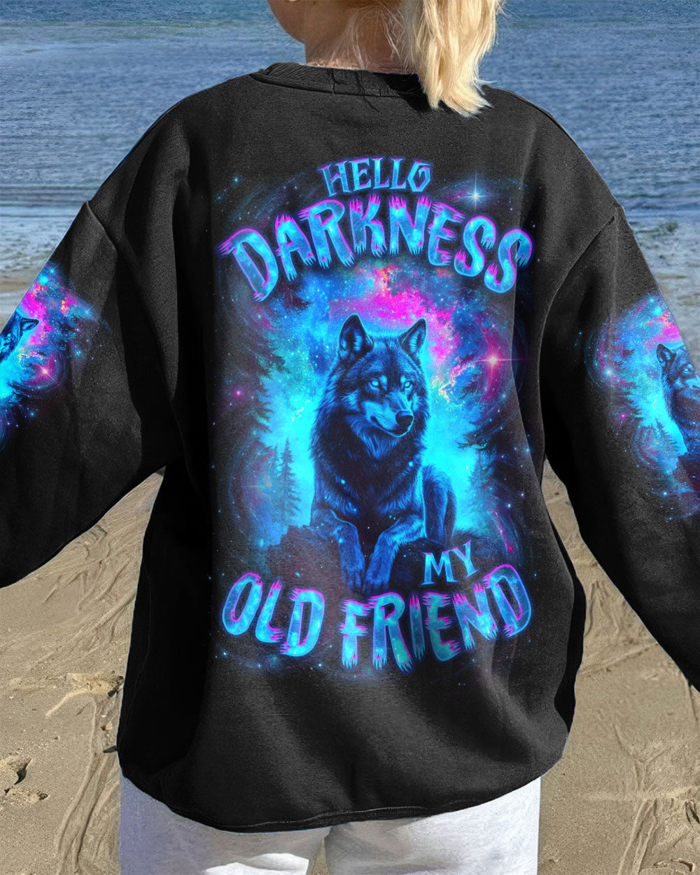 BLISSCORNERS HELLO DARKNESS MY OLD FRIEND WOLF ALL OVER PRINT