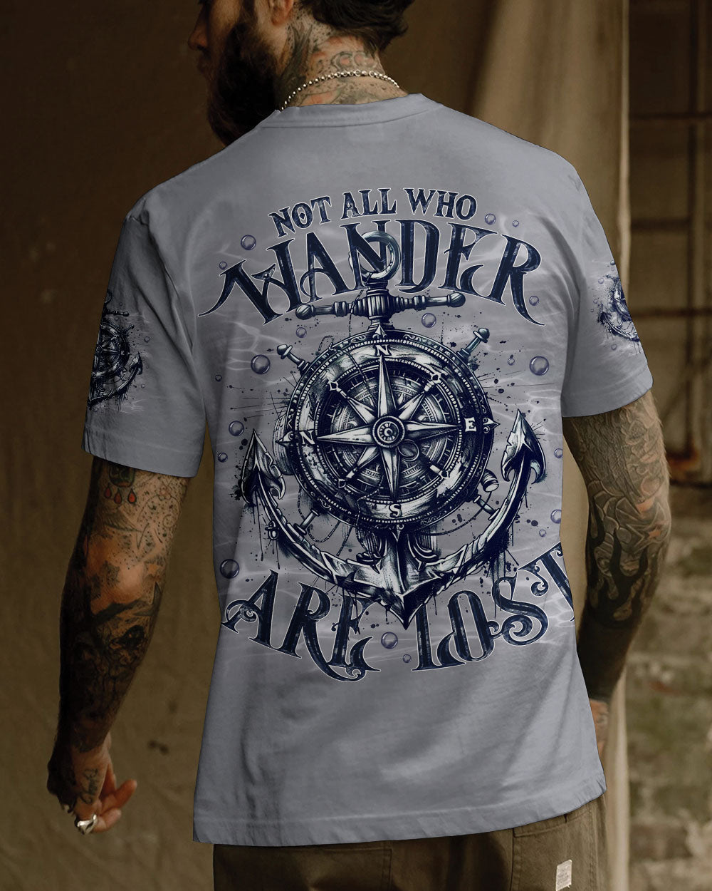 BLISSCORNERS NOT ALL WHO WANDER ARE LOST COMPASS ANCHOR ALL OVER PRINT