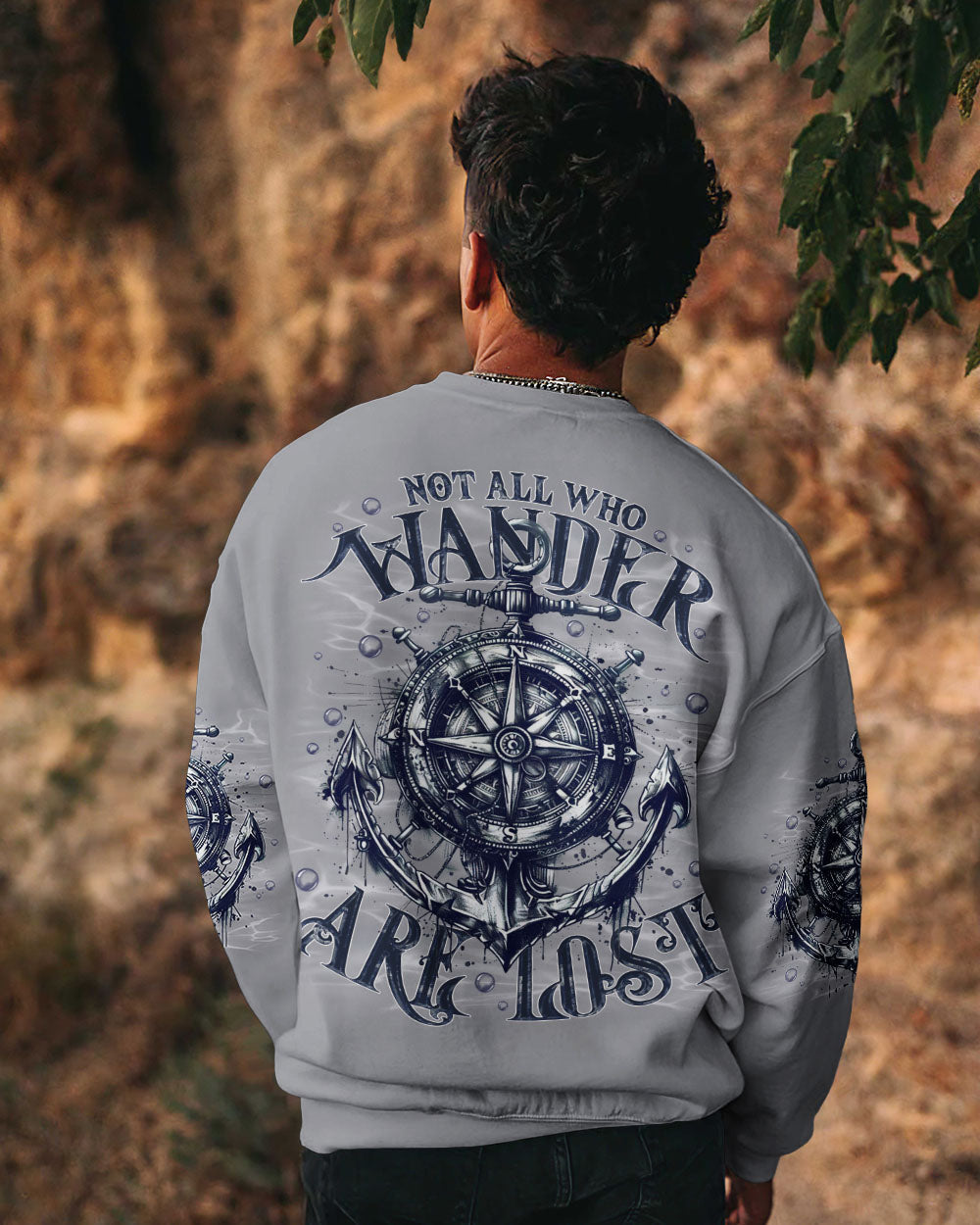 BLISSCORNERS NOT ALL WHO WANDER ARE LOST COMPASS ANCHOR ALL OVER PRINT