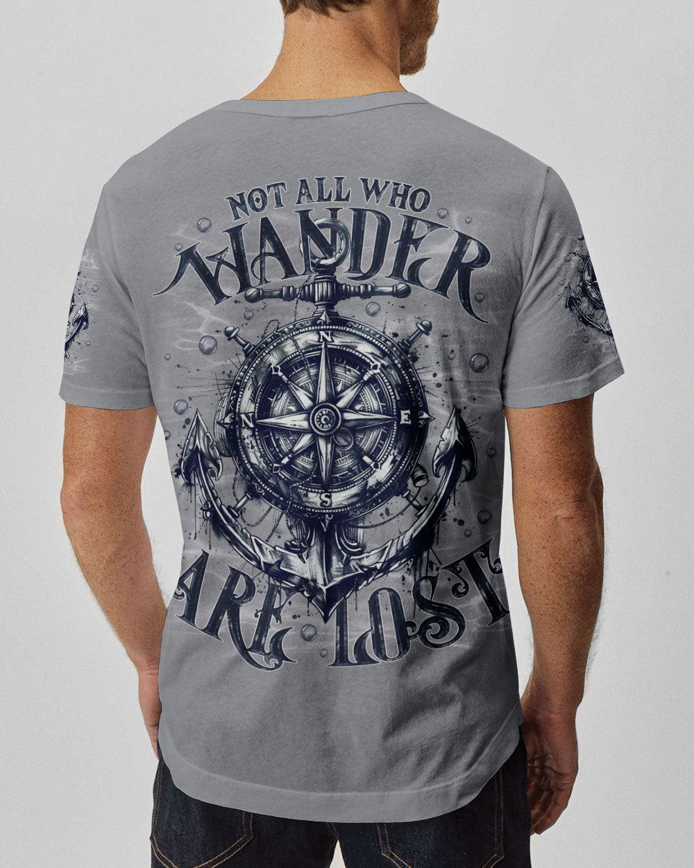 BLISSCORNERS NOT ALL WHO WANDER ARE LOST COMPASS ANCHOR ALL OVER PRINT
