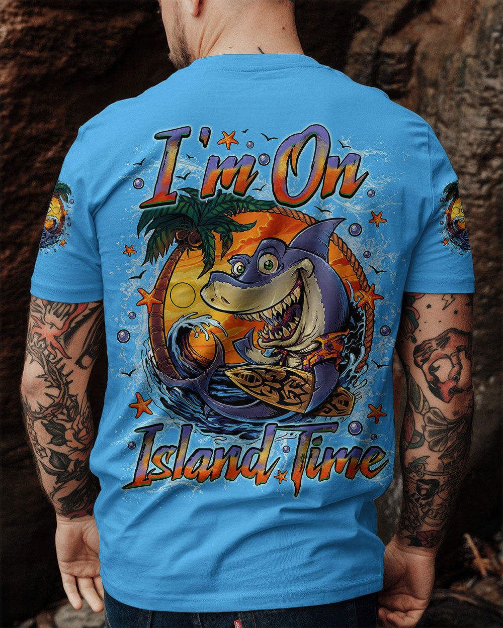 BLISSCORNERS I'M ON ISLAND TIME SHARK ALL OVER PRINT