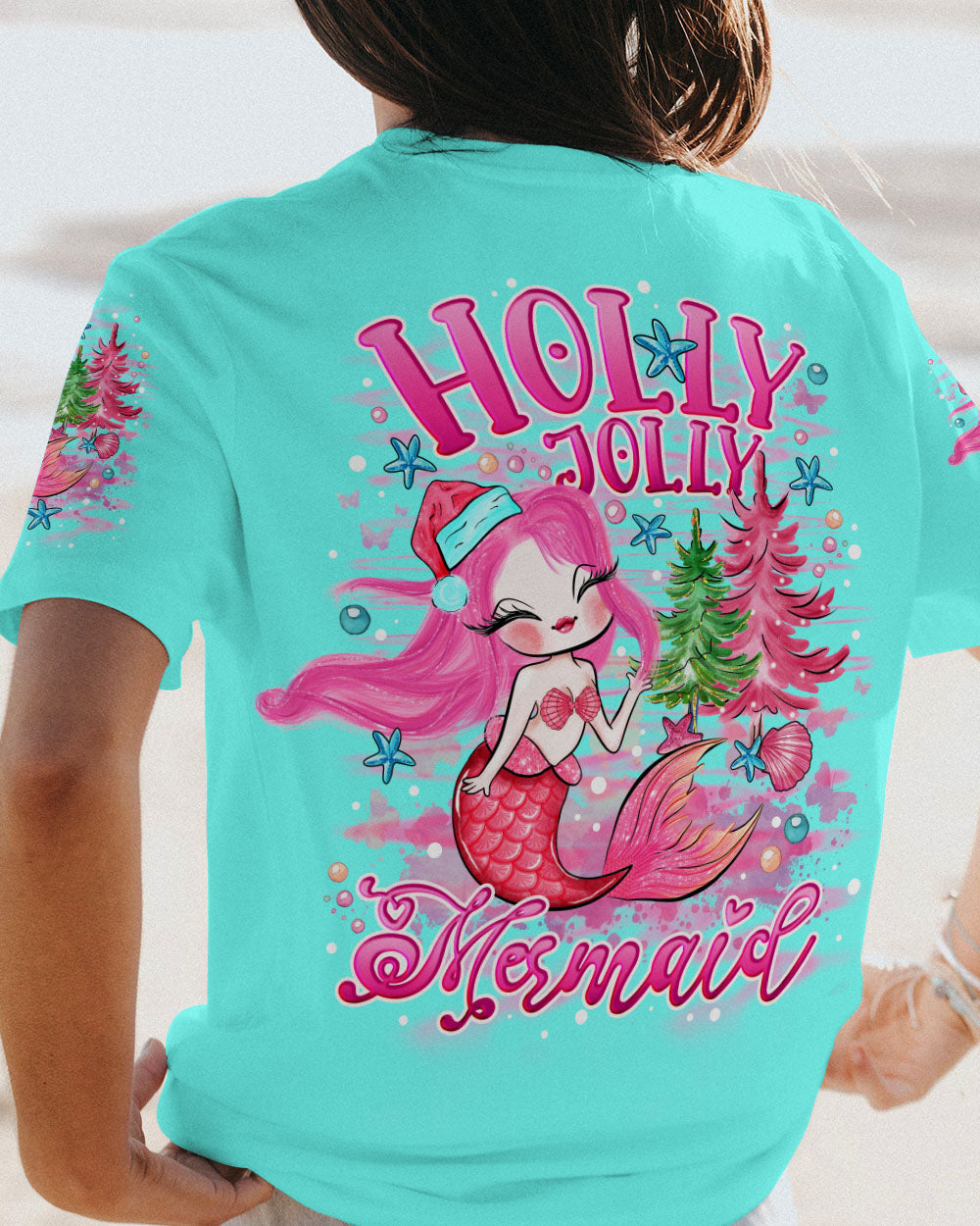 BLISSCORNERS HOLLY JOLLY MERMAID CHRISTMAS ALL OVER PRINT