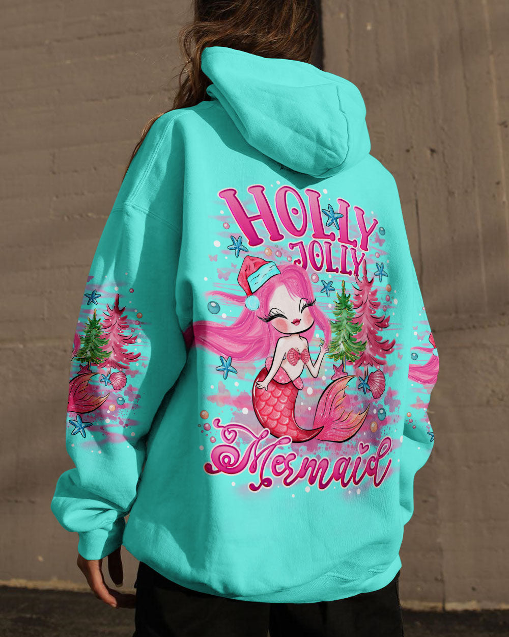 BLISSCORNERS HOLLY JOLLY MERMAID CHRISTMAS ALL OVER PRINT