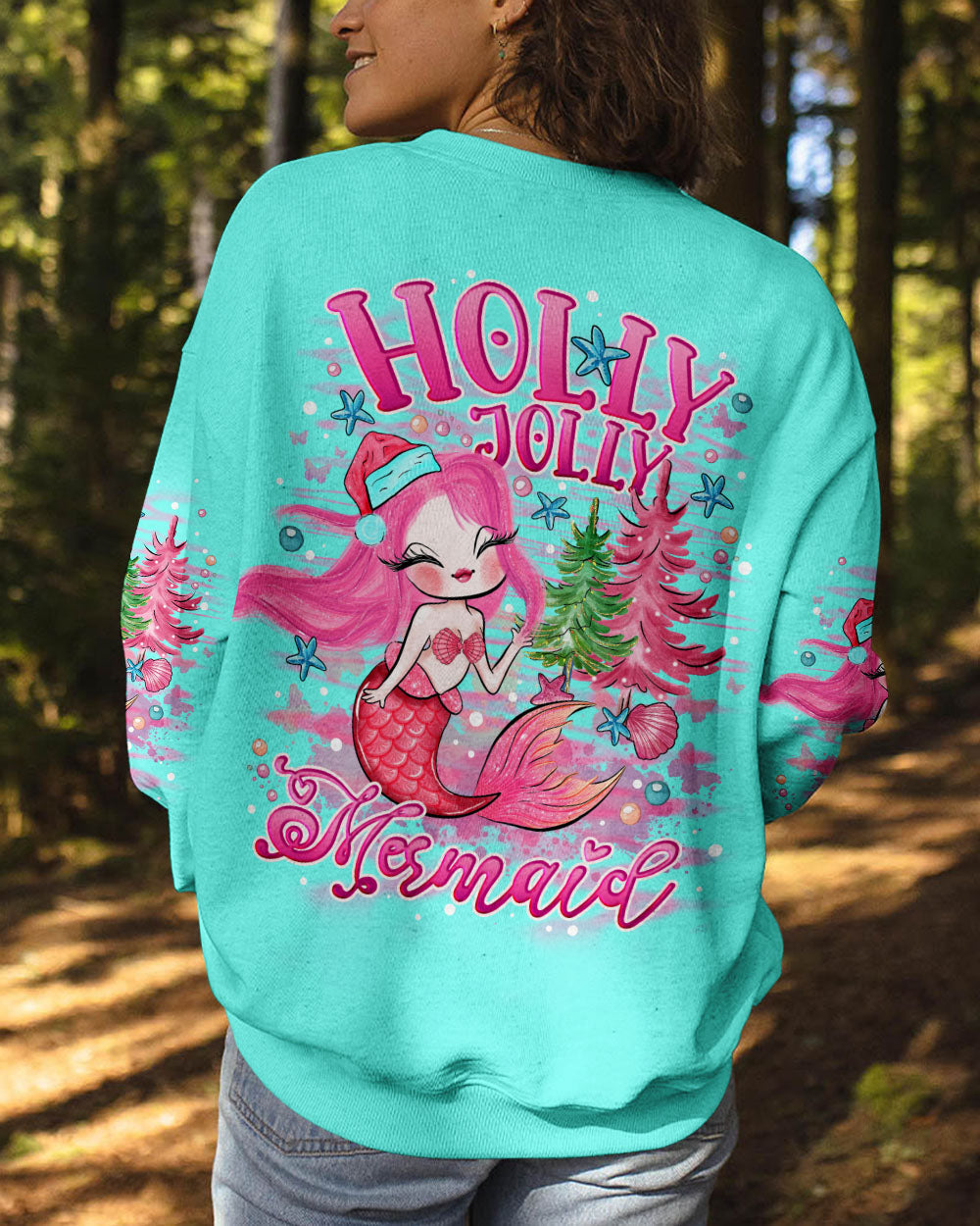 BLISSCORNERS HOLLY JOLLY MERMAID CHRISTMAS ALL OVER PRINT