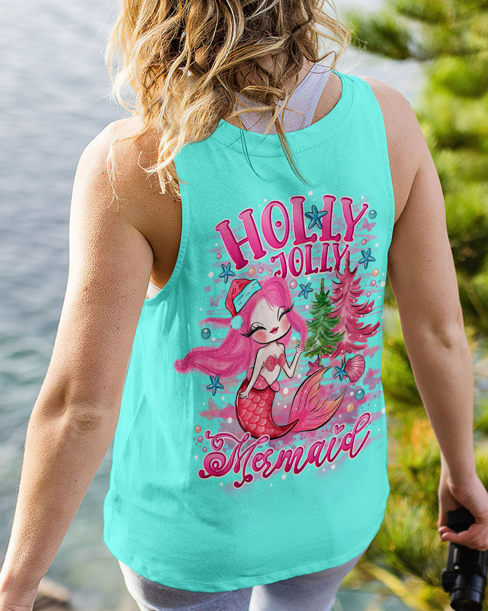 BLISSCORNERS HOLLY JOLLY MERMAID CHRISTMAS ALL OVER PRINT