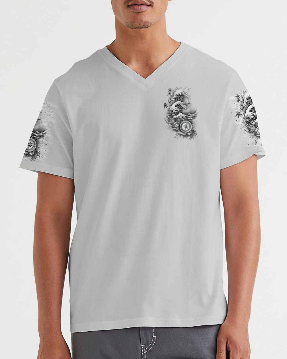BLISSCORNERS SMELL THE SEA FEEL THE BREEZE COMPASS WAVES  ALL OVER PRINT