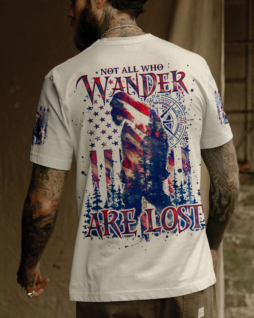 BLISSCORNERS NOT ALL WHO WANDER ARE LOST BIGFOOT  ALL OVER PRINT