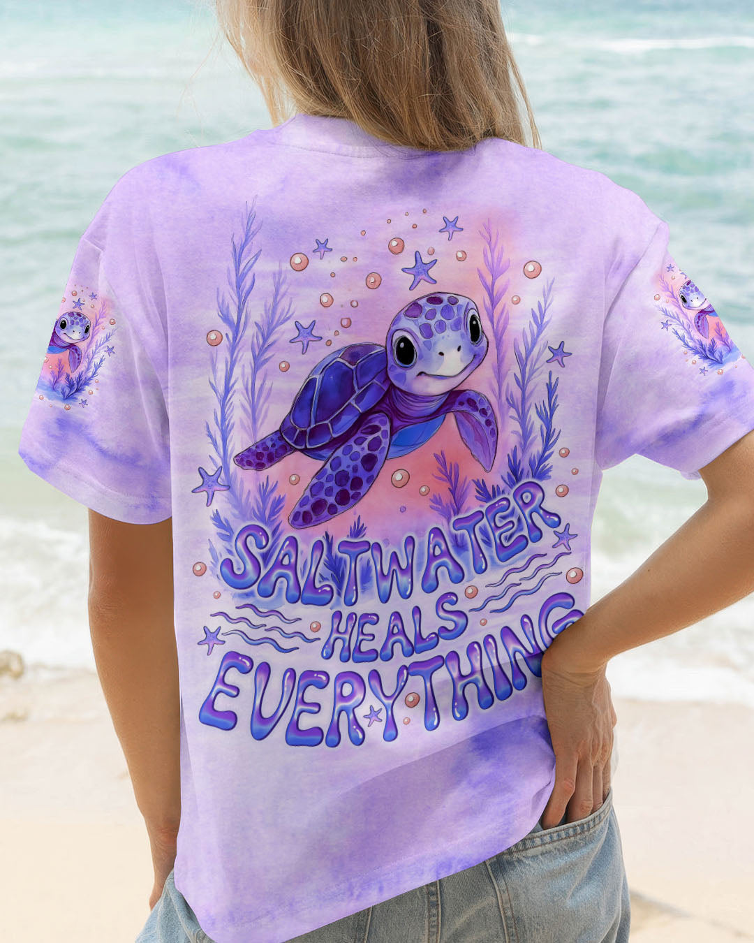 BLISSCORNERS SALTWATER HEALS EVERYTHING TURTLE  ALL OVER PRINT