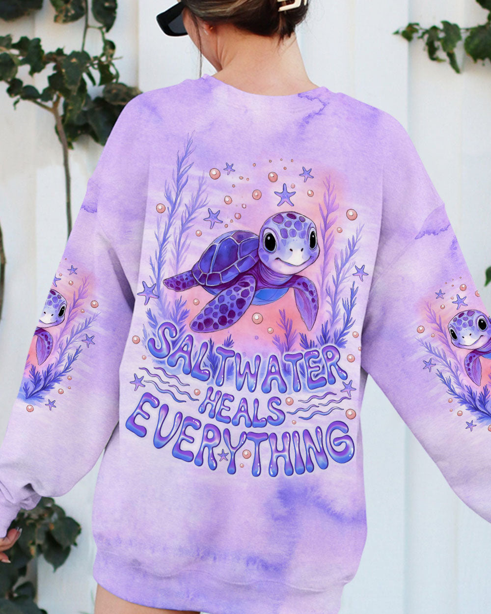 BLISSCORNERS SALTWATER HEALS EVERYTHING TURTLE  ALL OVER PRINT