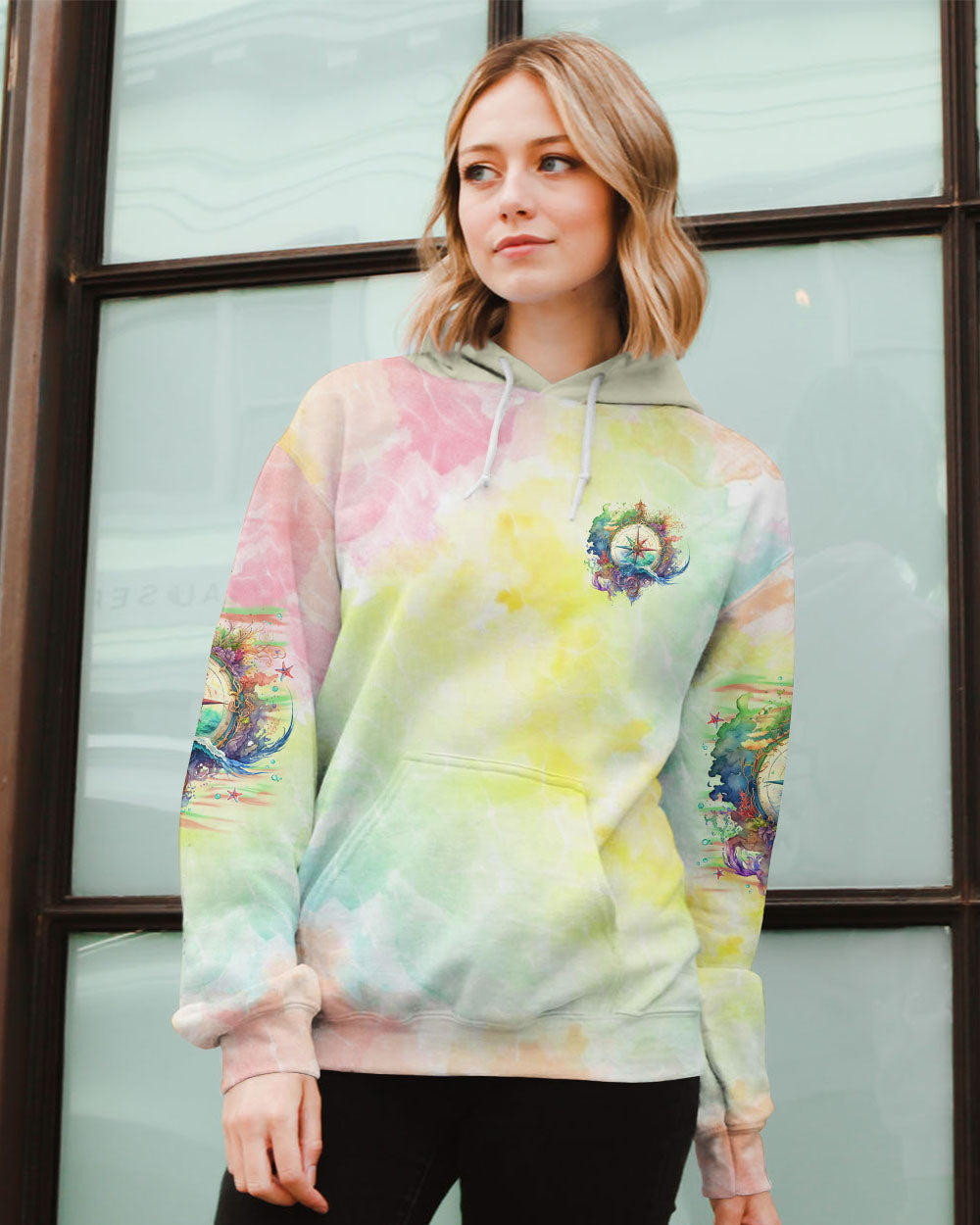 BLISSCORNERS SMELL THE SEA FEEL THE BREEZE COMPASS ALL OVER PRINT