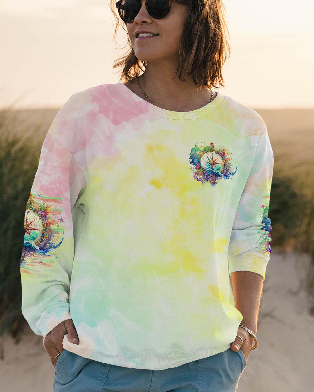 BLISSCORNERS SMELL THE SEA FEEL THE BREEZE COMPASS ALL OVER PRINT