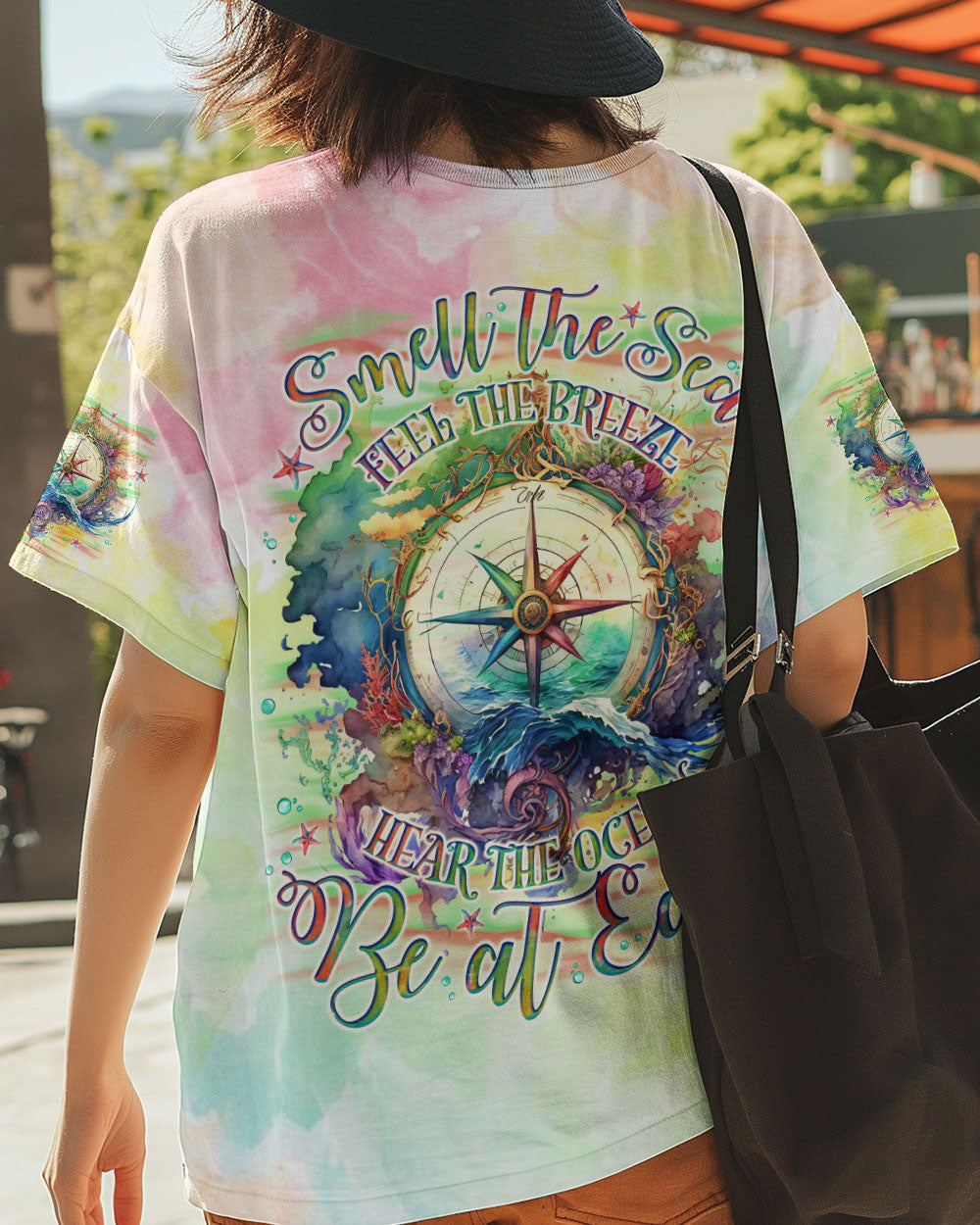 BLISSCORNERS SMELL THE SEA FEEL THE BREEZE COMPASS ALL OVER PRINT