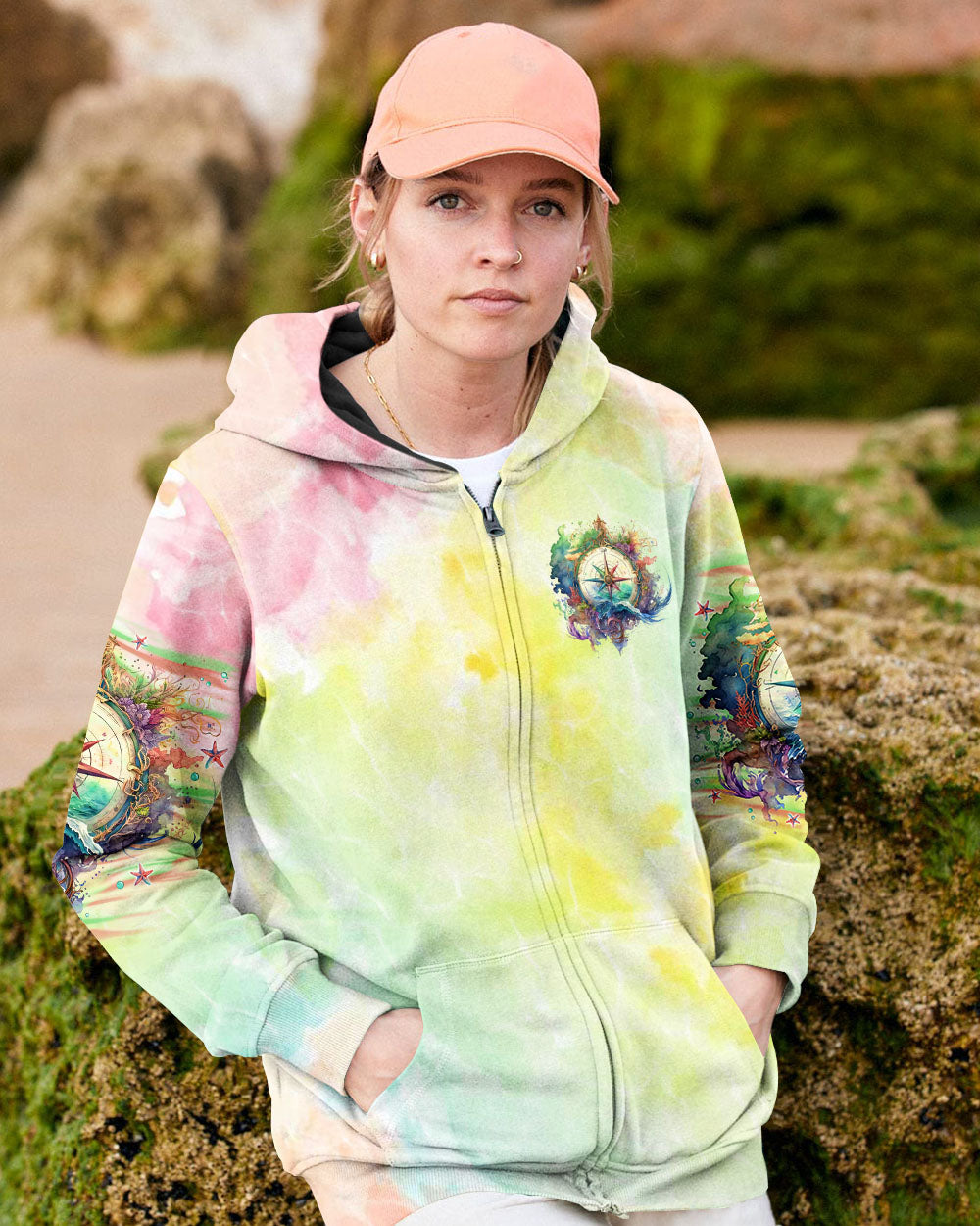 BLISSCORNERS SMELL THE SEA FEEL THE BREEZE COMPASS ALL OVER PRINT