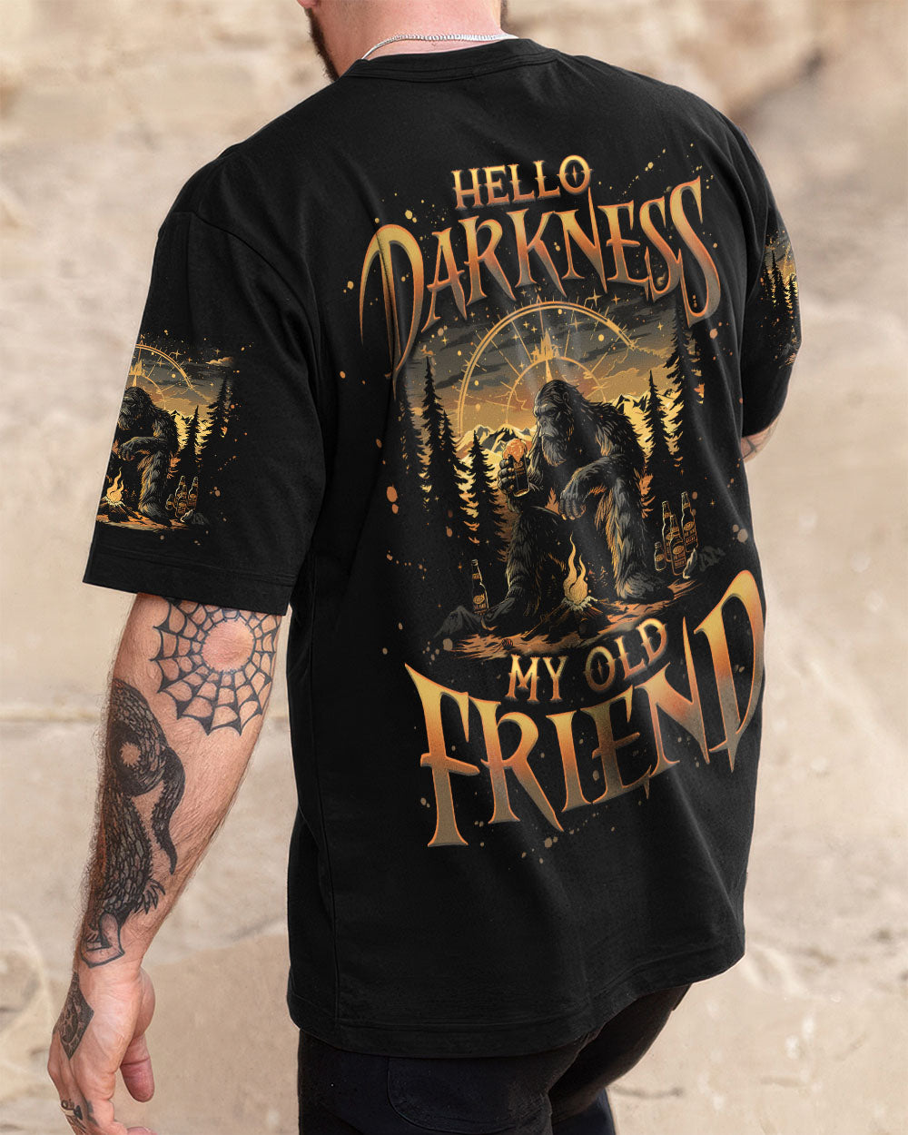 BLISSCORNERS HELLO DARKNESS MY OLD FRIEND BIGFOOT ALL OVER PRINT -  TLNO1510251