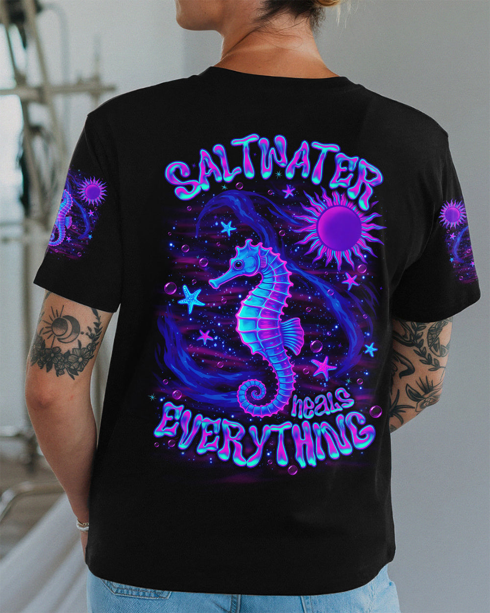 BLISSCORNERS SALTWATER HEALS EVERYTHING SEA HORSE ALL OVER PRINT