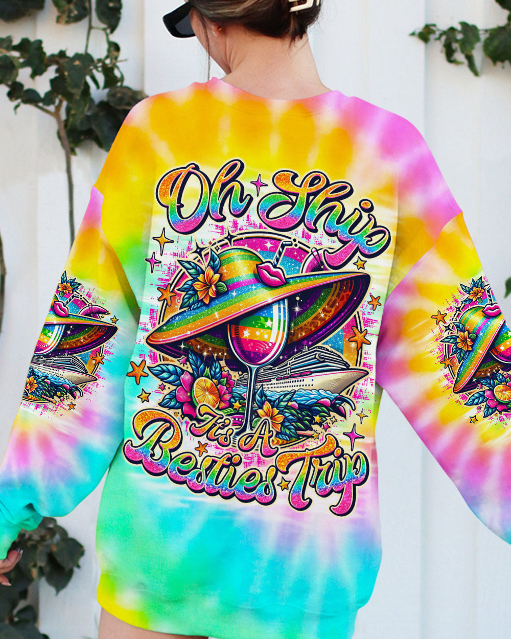 BLISSCORNERS OH SHIP IT'S A BESTIES TRIP CRUISE TIE DYE ALL OVER PRINT