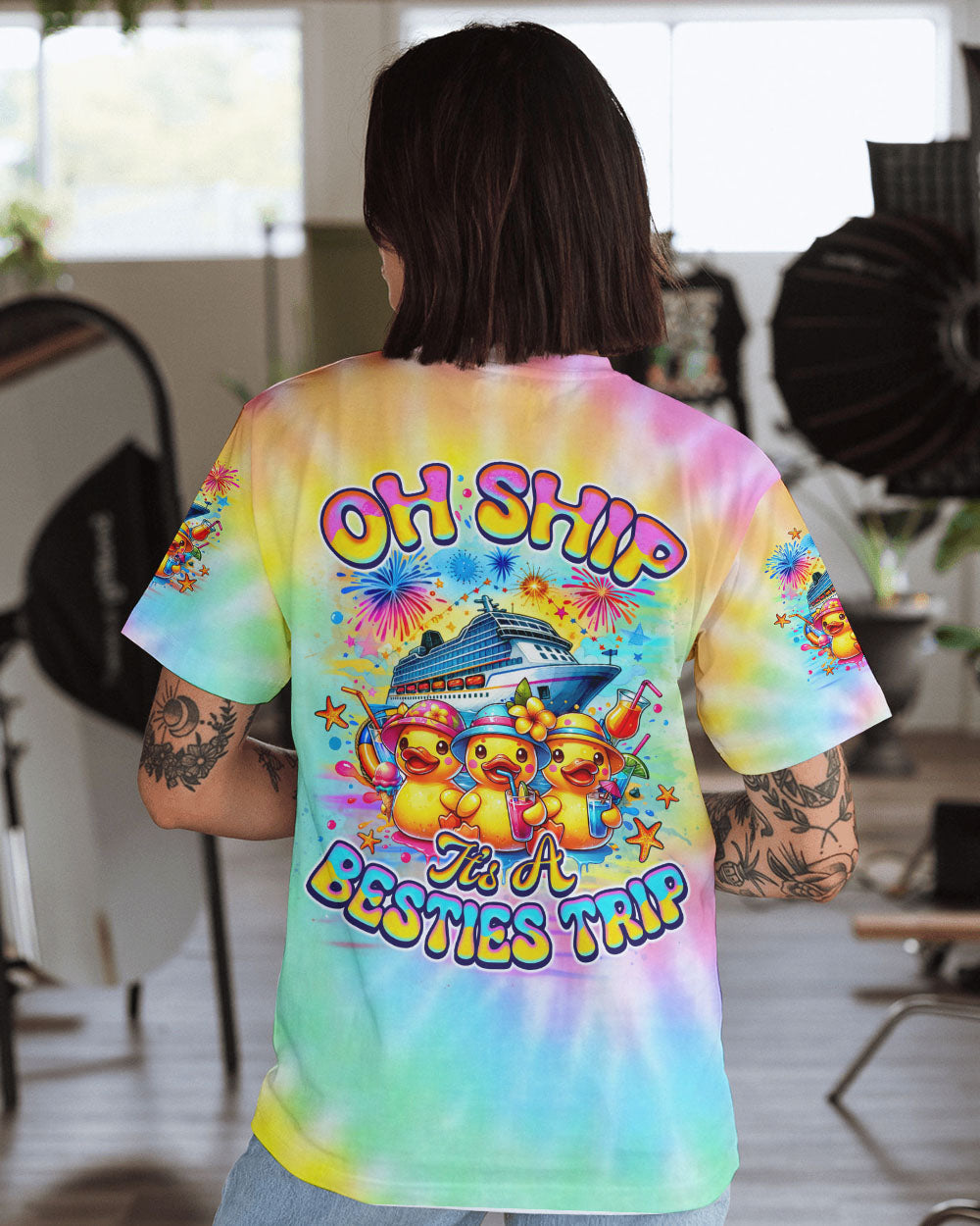 BLISSCORNERS OH SHIP IT'S A BESTIES TRIP CRUISE DUCK ALL OVER PRINT