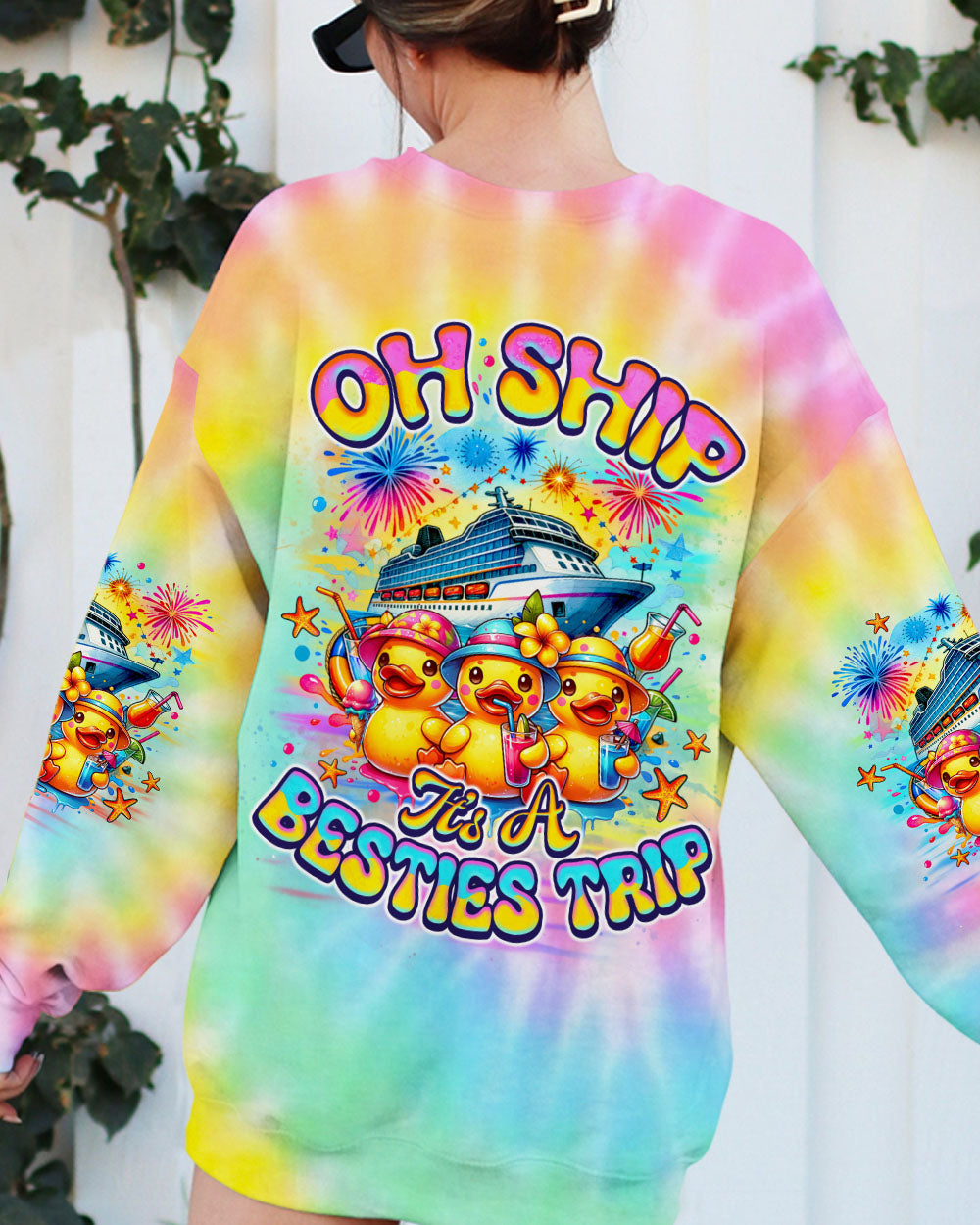 BLISSCORNERS OH SHIP IT'S A BESTIES TRIP CRUISE DUCK ALL OVER PRINT