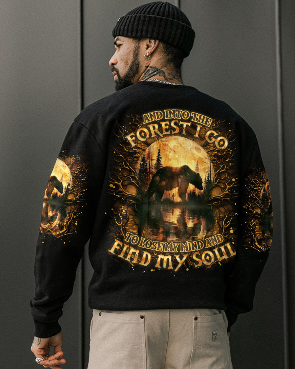 BLISSCORNERS AND INTO THE FOREST I GO BEAR  ALL OVER PRINT