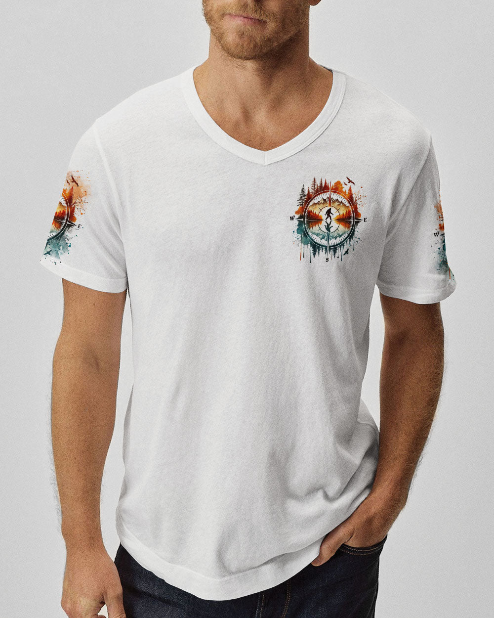 BLISSCORNERS NOT ALL WHO WANDER ARE LOST BIGFOOT COMPASS ALL OVER PRINT