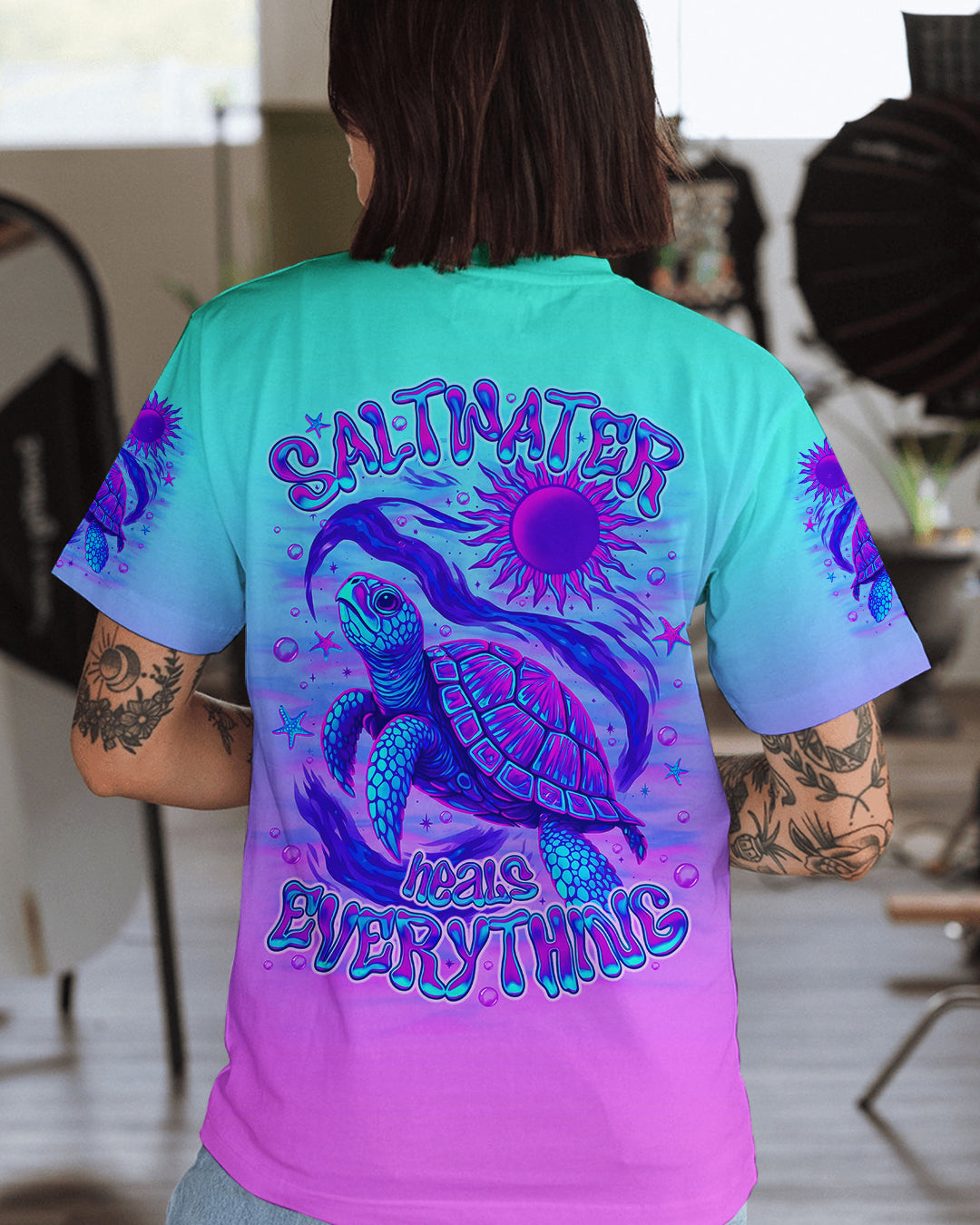 BLISSCORNERS SALTWATER HEALS EVERYTHING TURTLE ALL OVER PRINT