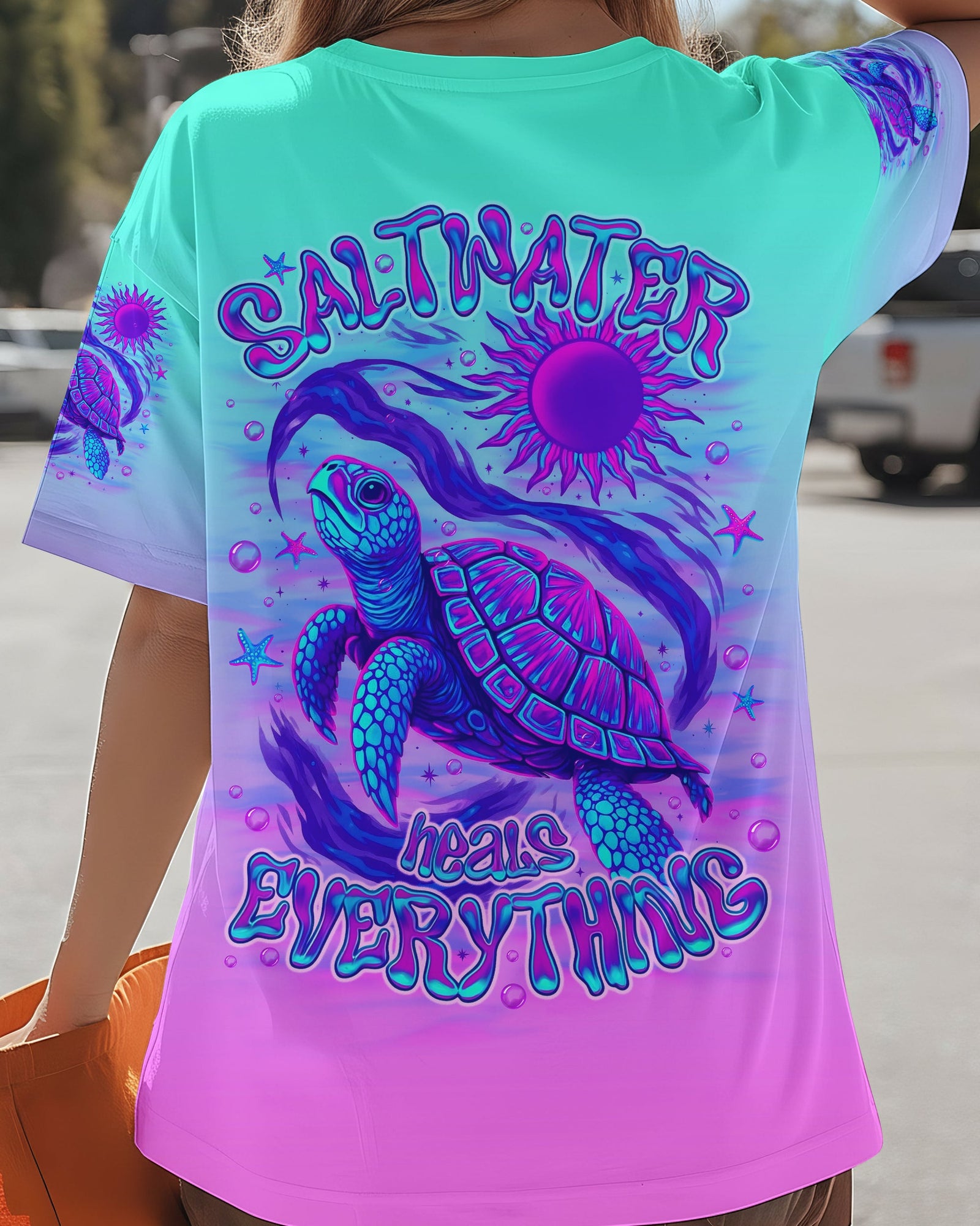 BLISSCORNERS SALTWATER HEALS EVERYTHING TURTLE ALL OVER PRINT
