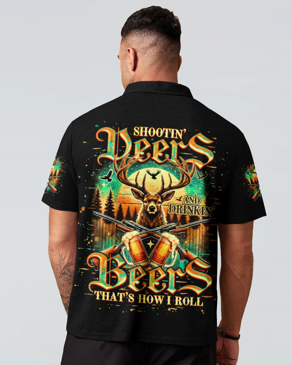 BLISSCORNERS SHOOTING DEERS AND DRINKING BEERS ALL OVER PRINT