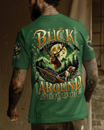 BLISSCORNERS BUCK AROUND AND FIND OUT DEER HUNTING FOXHOUND DOG ALL OVER PRINT