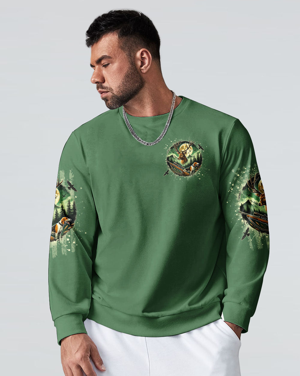 BLISSCORNERS BUCK AROUND AND FIND OUT DEER HUNTING FOXHOUND DOG ALL OVER PRINT