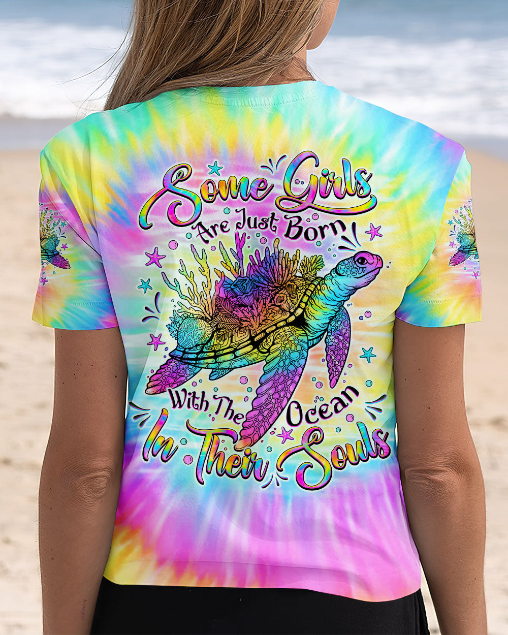 BLISSCORNERS SOME GIRLS ARE JUST BORN TURLTE TIE DYE ALL OVER PRINT