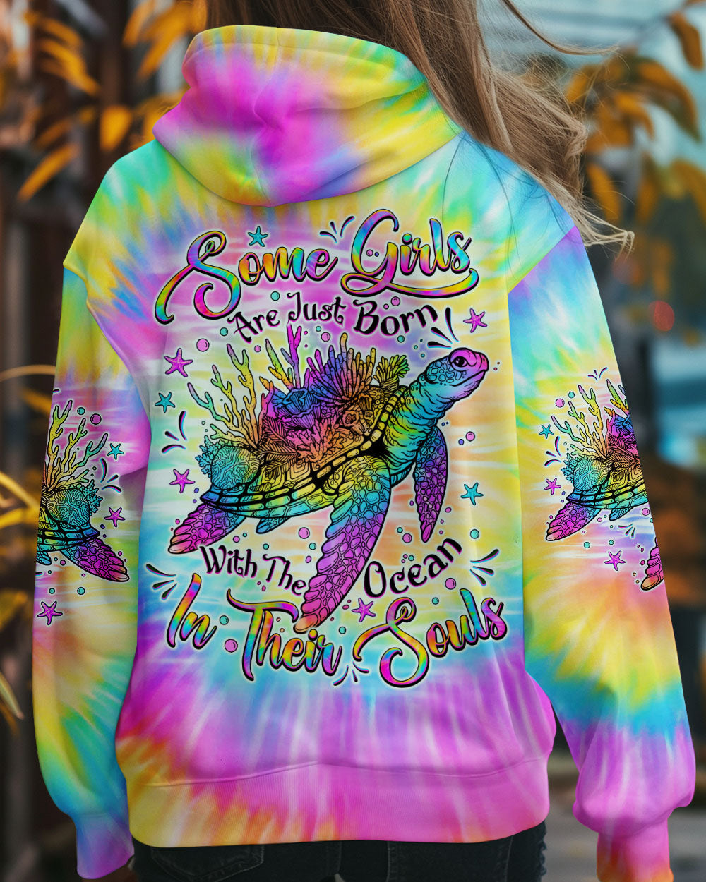 BLISSCORNERS SOME GIRLS ARE JUST BORN TURLTE TIE DYE ALL OVER PRINT
