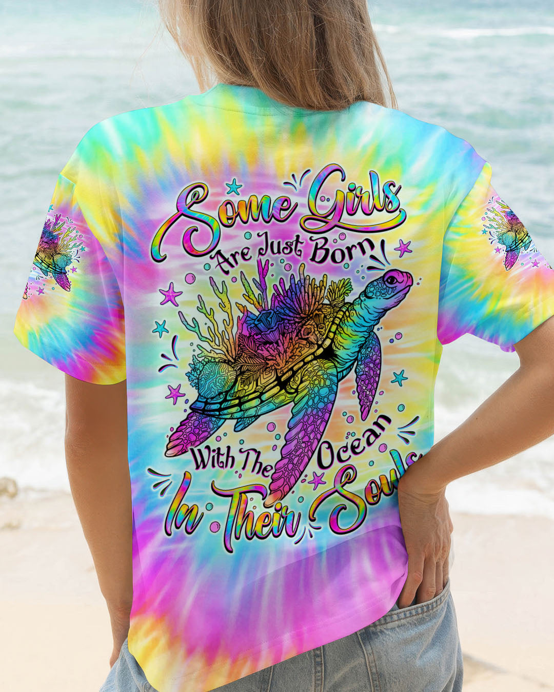 BLISSCORNERS SOME GIRLS ARE JUST BORN TURLTE TIE DYE ALL OVER PRINT