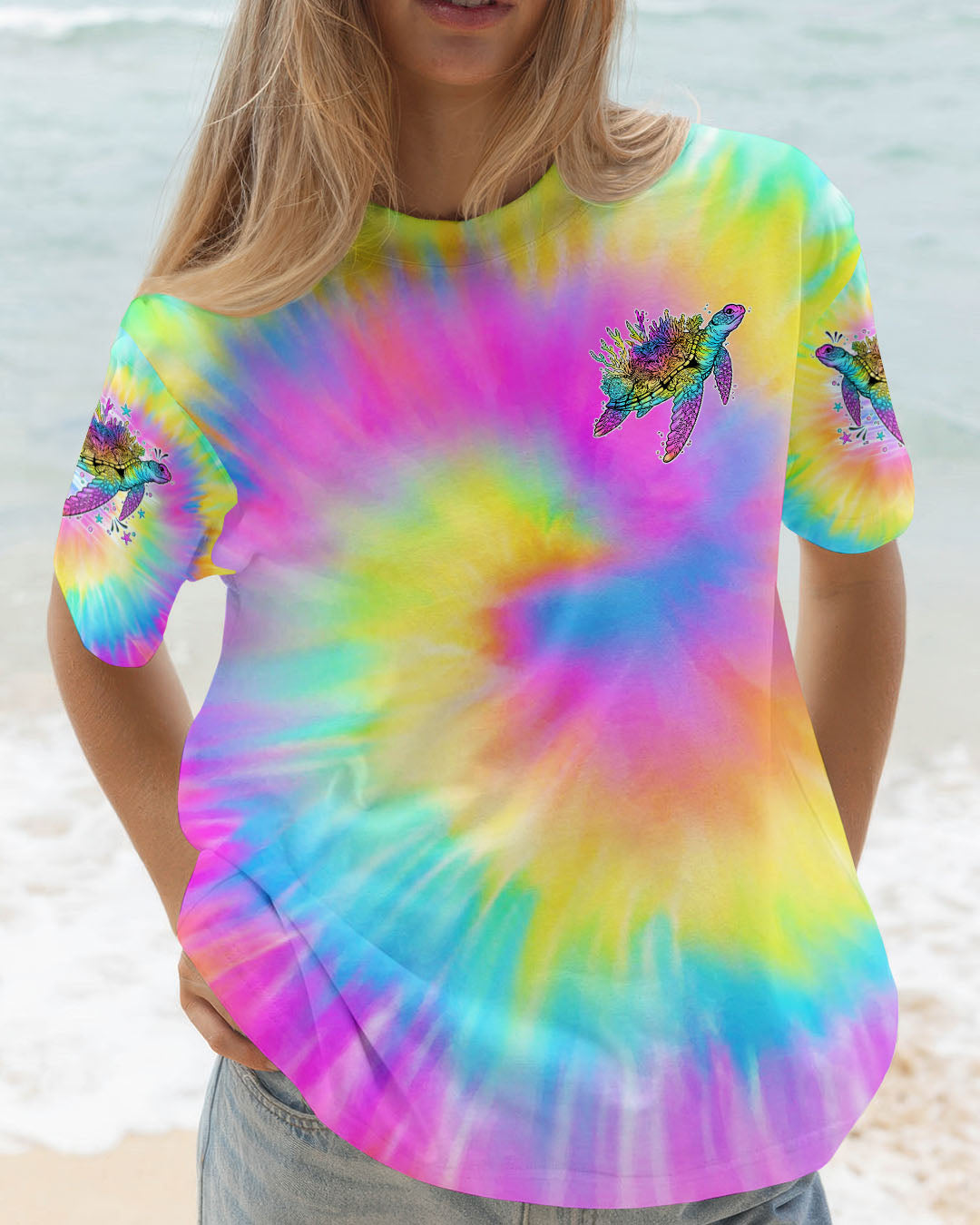 BLISSCORNERS SOME GIRLS ARE JUST BORN TURLTE TIE DYE ALL OVER PRINT