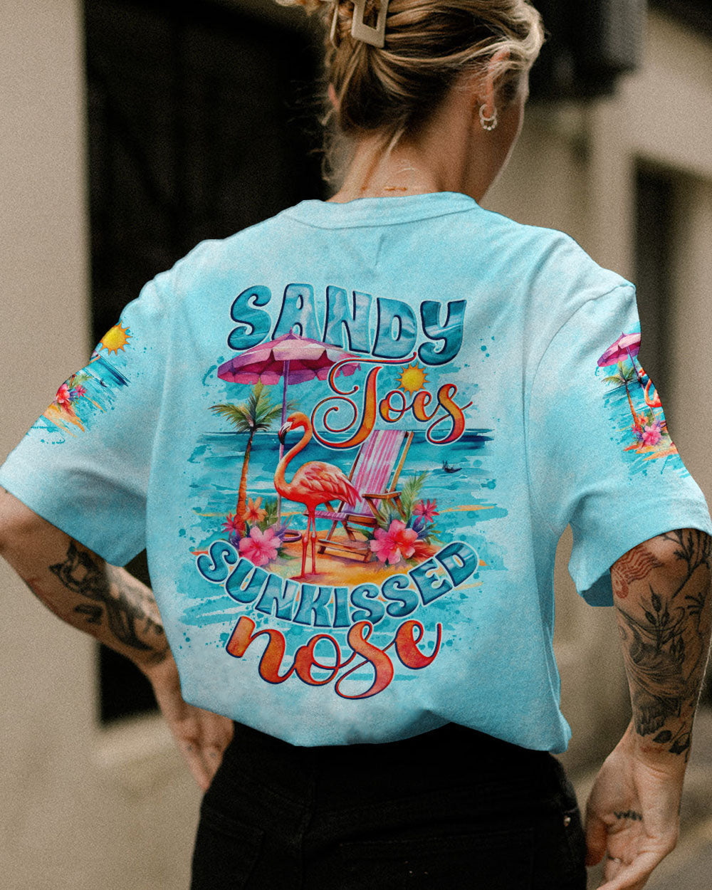 BLISSCORNERS SANDY TOES SUNKISSED NOSE FLAMINGO ALL OVER PRINT
