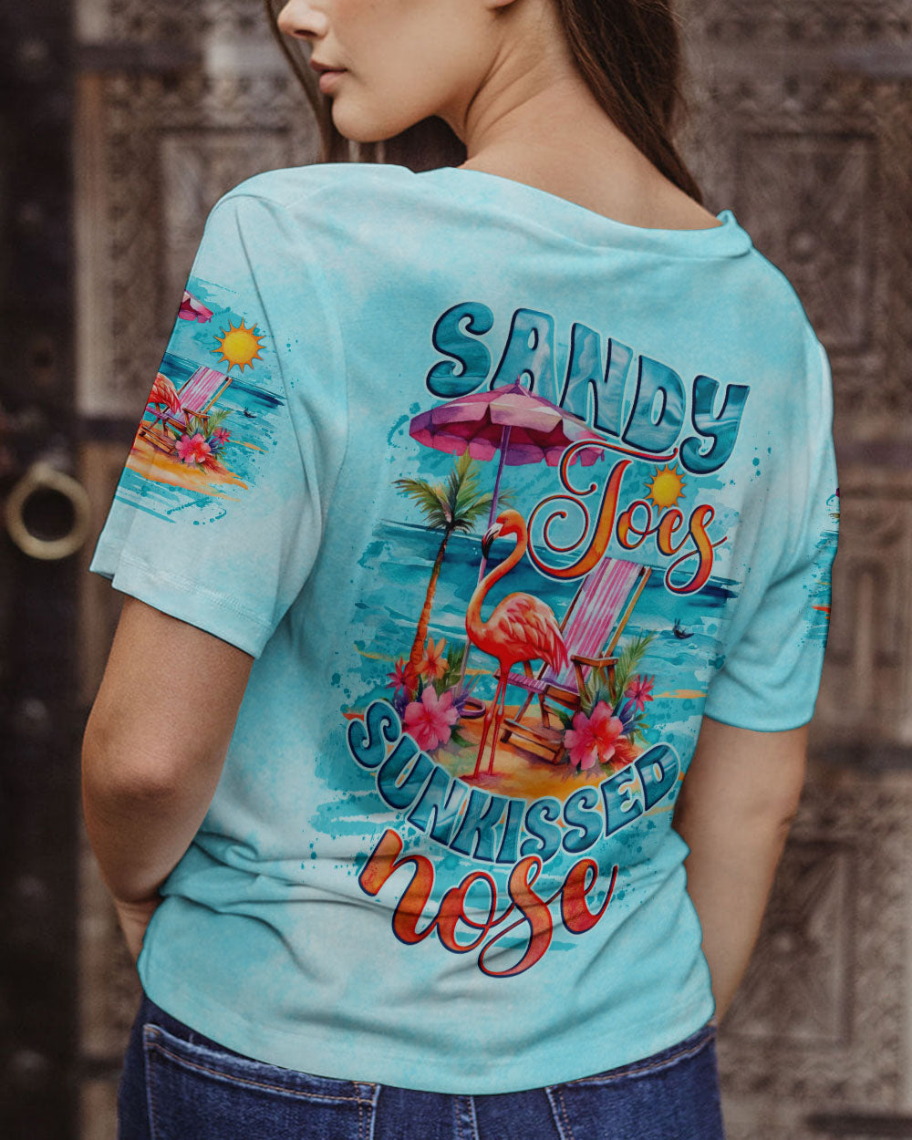 BLISSCORNERS SANDY TOES SUNKISSED NOSE FLAMINGO ALL OVER PRINT