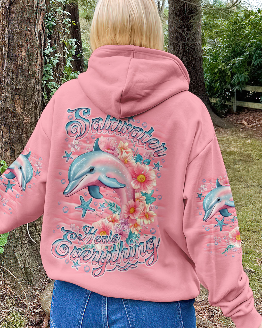 BLISSCORNERS SALTWATER HEALS EVERYTHING DOLPHIN ALL OVER PRINT