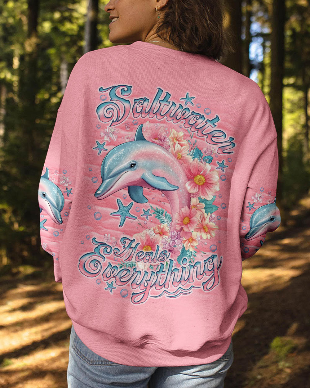 BLISSCORNERS SALTWATER HEALS EVERYTHING DOLPHIN ALL OVER PRINT