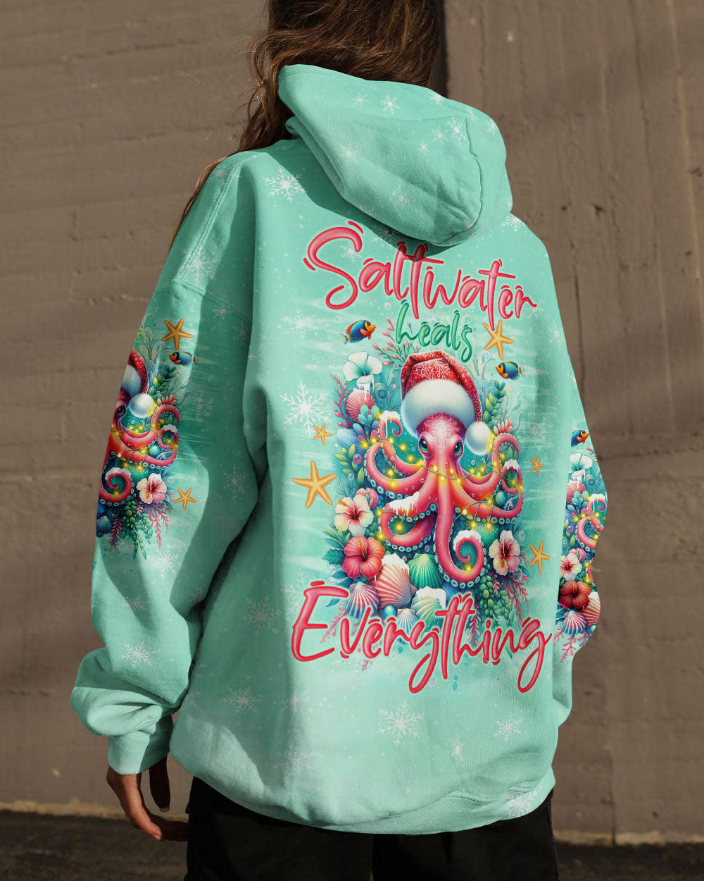 BLISSCORNERS SALTWATER HEALS EVERYTHING OCTOPUS CHRISTMAS ALL OVER PRINT