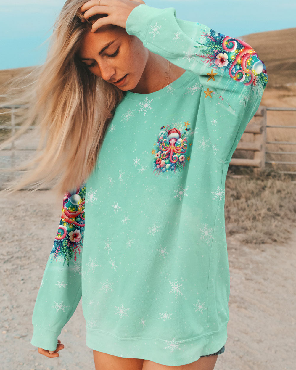 BLISSCORNERS SALTWATER HEALS EVERYTHING OCTOPUS CHRISTMAS ALL OVER PRINT