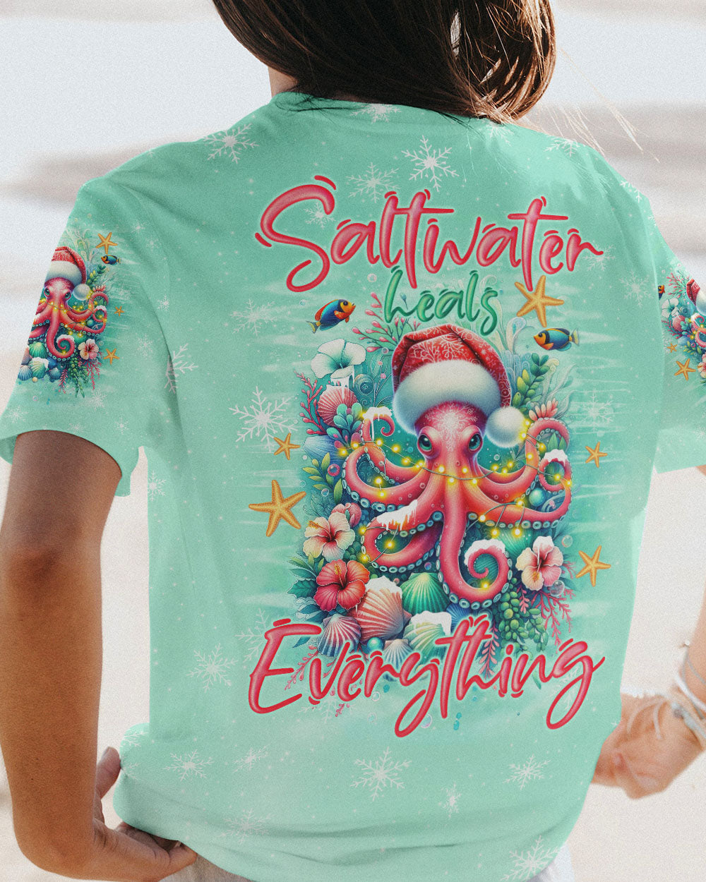 BLISSCORNERS SALTWATER HEALS EVERYTHING OCTOPUS CHRISTMAS ALL OVER PRINT
