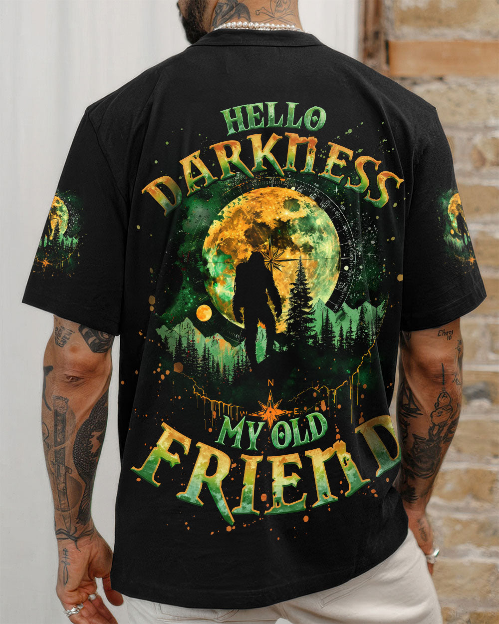 BLISSCORNERS HELLO DARKNESS MY OLD FRIEND BIGFOOT ALL OVER PRINT -  TLNO2910252