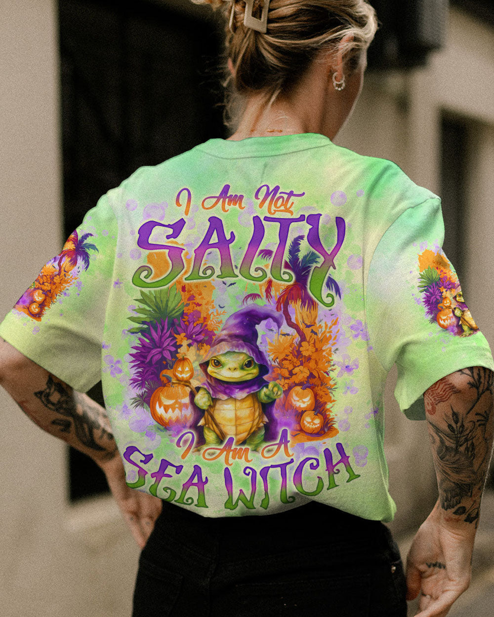 BLISSCORNERS I AM A SEA WITCH TURTLE HALLOWEEN ALL OVER PRINT