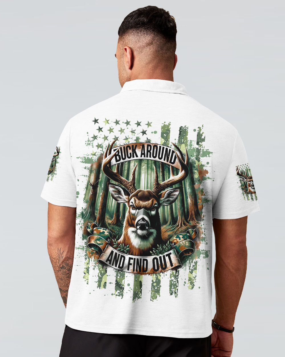 BLISSCORNERS BUCK AROUND AND FIND OUT DEER HUNTING ALL OVER PRINT