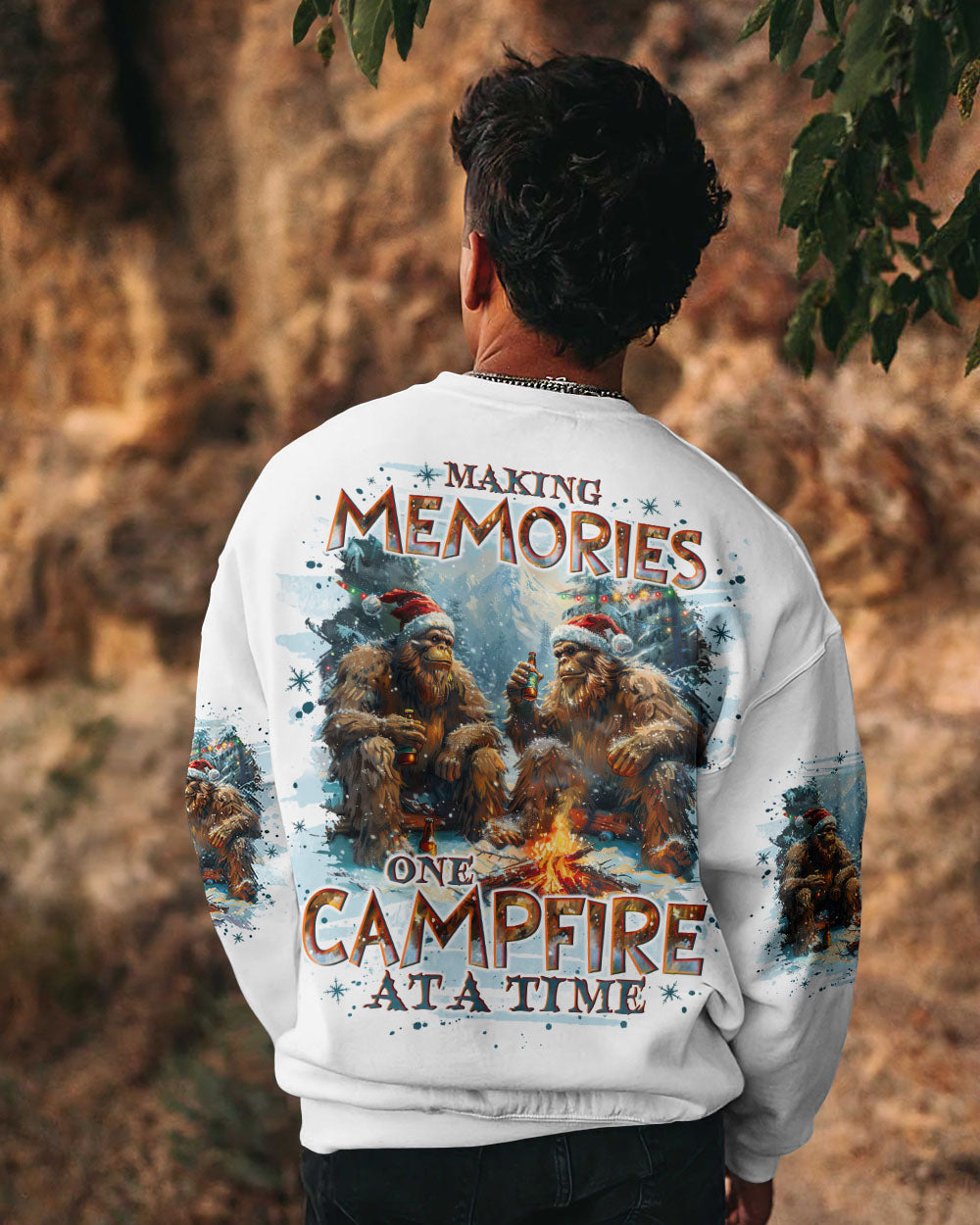 BLISSCORNERS MAKING MEMORIES ONE CAMPFIRE AT A TIME BIGFOOT CHRISTMAS ALL OVER PRINT