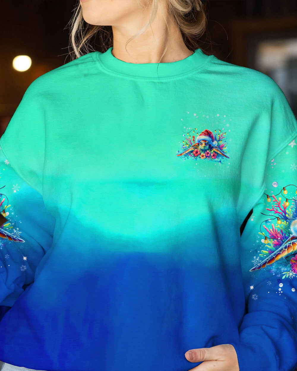BLISSCORNERS SALTWATER HEALS EVERYTHING TURTLE CHRISTMAS ALL OVER PRINT