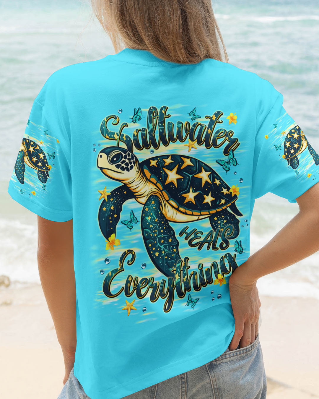 BLISSCORNERS SALTWATER HEALS EVERYTHING TURTLE ALL OVER PRINT