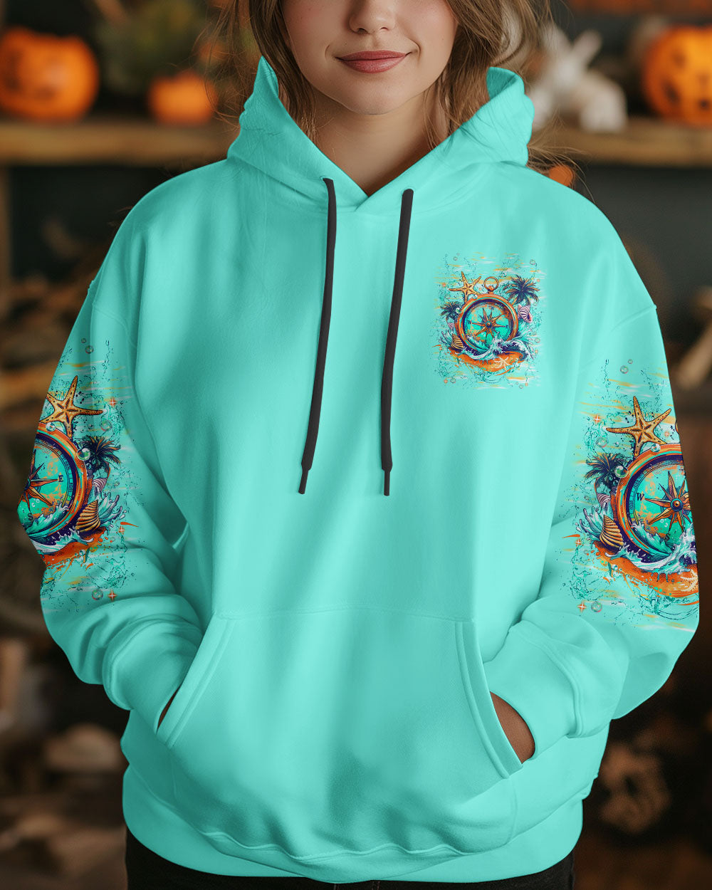 BLISSCORNERS SMELL THE SEA FEEL THE BREEZE COMPASS ALL OVER PRINT