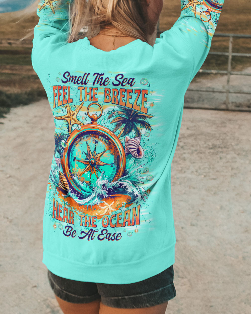 BLISSCORNERS SMELL THE SEA FEEL THE BREEZE COMPASS ALL OVER PRINT